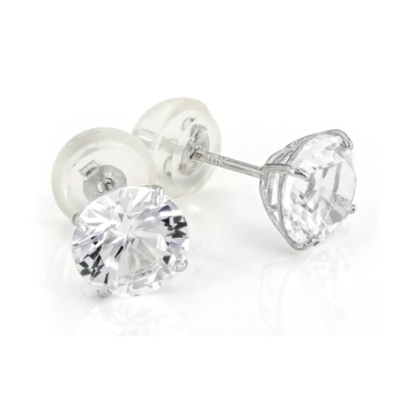JTV Lab Created White Sapphire Rhodium Over 10k White Gold Stud Earrings 1.90ctw - Picture 1 of 8